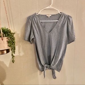 Lucky Brand Tie Front Stripe Top